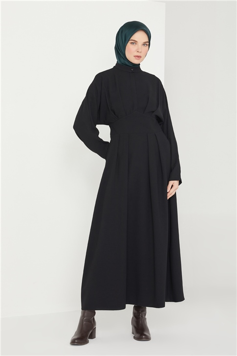 Armine Pile Detaylı Elbise 21K9318 Siyah